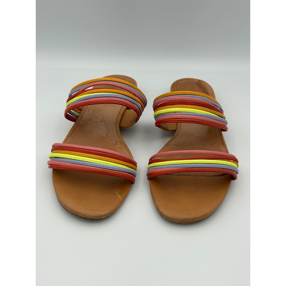 Madewell Womens Multicolor Meg‎ Rainbow Leather Slide Sandals Size 8.5 Low Heel